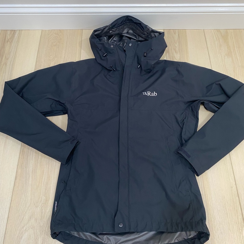 Rab Men's Black Lightweight Waterproof Hooded Jacket